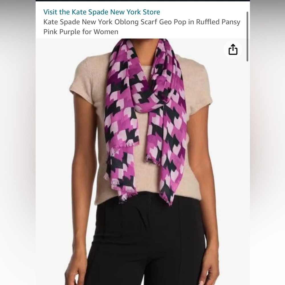 Kate Spade New York Oblong Scarf Geo Pop in Ruffled Pansy Pink Purple for Women